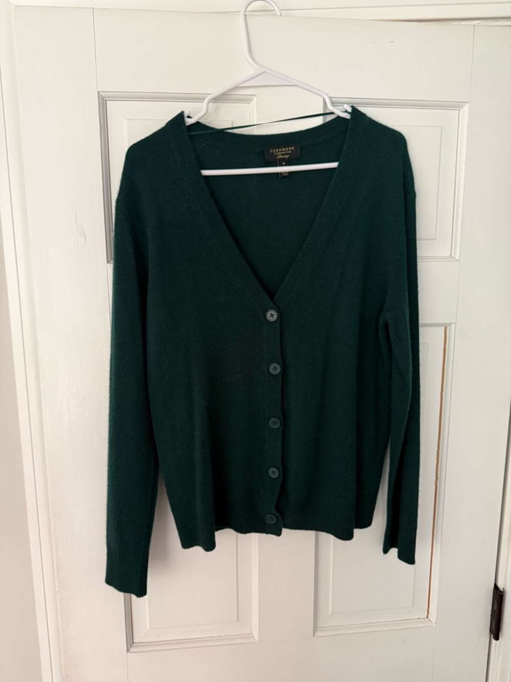 Cashmere Charter Club Button Cardigan Sweater - Dark Green